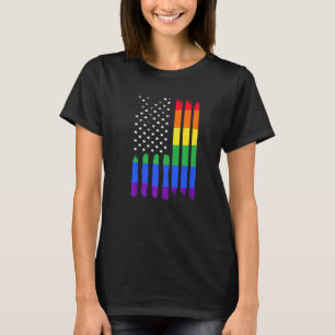 Camiseta Bandera De Ee.Uu. Con Lgbtq Rainbow Lgbt Gay Trans