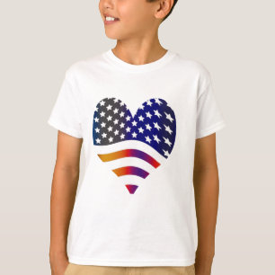Camiseta bandera de ee.uu. corazón amor tropas de honor nor