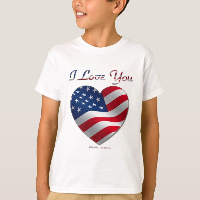 Camiseta Bandera de EE. UU. Corazón Te Amo (Anverso)