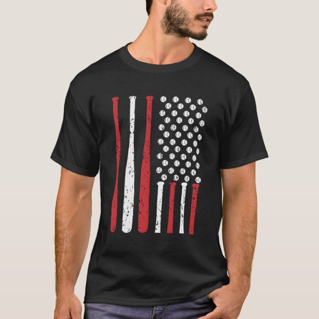 Camiseta Bandera De Ee.Uu. De Béisbol (Anverso)