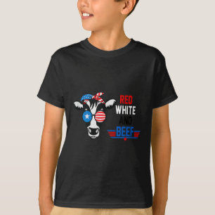 Camiseta Bandera De Ee.Uu. De Color Blanco Rojo Y Carne De 