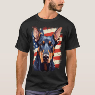 Camiseta Bandera de EE. UU. del 4 de julio Doberman Perro 1