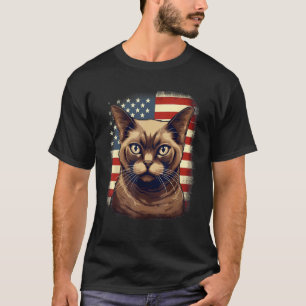 Camiseta Bandera de EE. UU. del 4 de julio gato birmano 1