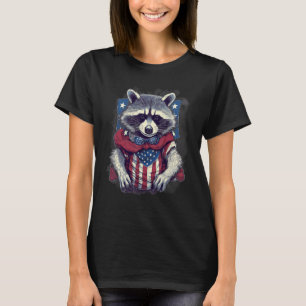 Camiseta Bandera de EE. UU. del 4 de julio Mapache 1