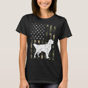 Camiseta Bandera De Ee.Uu. Del Camuflaje De Golden Retrieve