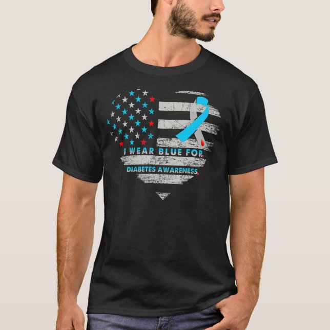 Camiseta Bandera De Ee.Uu. Diabetes Conciencia Apoyo Famili (Anverso)