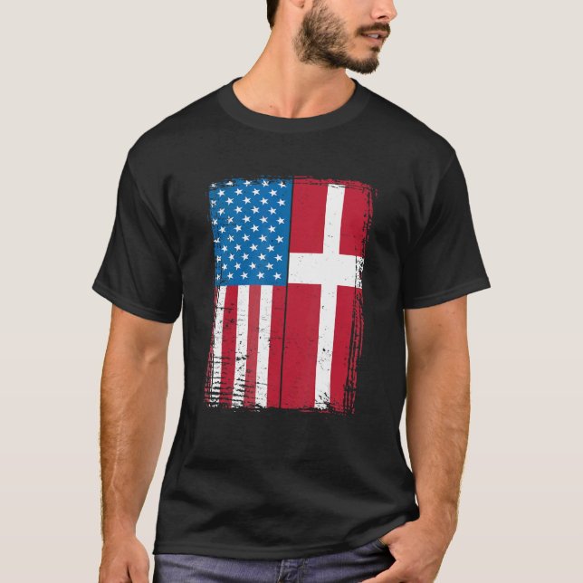 Camiseta Bandera de EE. UU. Dinamarca danés (Anverso)