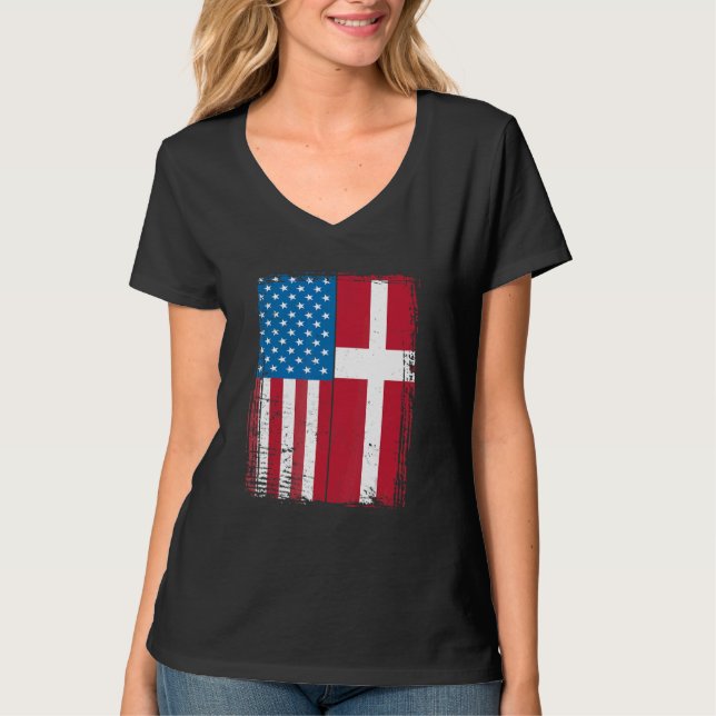 Camiseta Bandera de EE. UU. Dinamarca danés (Anverso)