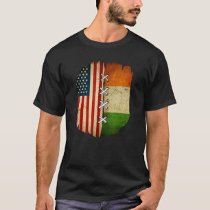 Camiseta Bandera de EE. UU. e Irlanda mitad americana mitad
