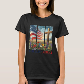 Camiseta Bandera De Ee.Uu. Flor Mujeres Cristianas Dios Ben