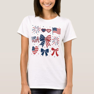 Camiseta Bandera de EE. UU. Fuegos artificiales Lazos Patri