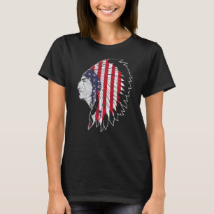 Camiseta Bandera de EE.UU. Jefe americano tradicional indio