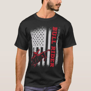Camiseta Bandera de EE. UU. Jinete de Toro Americano Rodeo