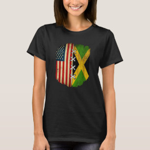 Camiseta Bandera de EE. UU. mitad americana mitad jamaicana