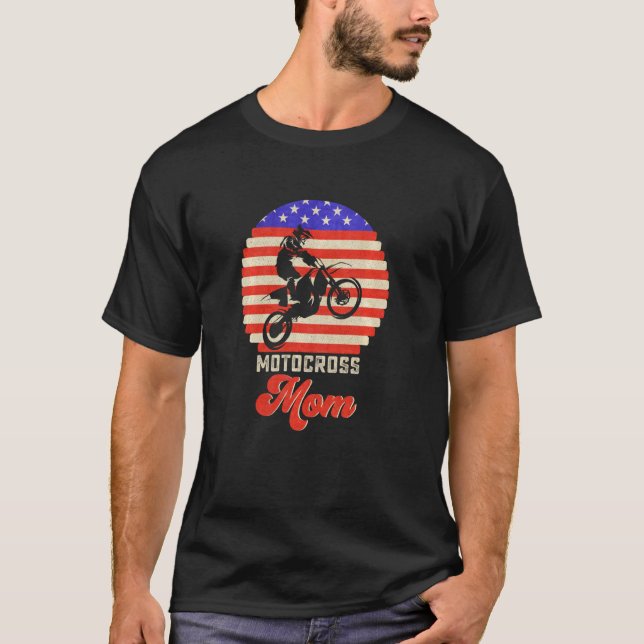 Camiseta Bandera De Ee. Uu. Orgullosa Motocross Dirt Bike M (Anverso)