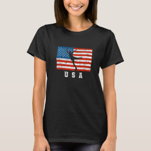 Camiseta Bandera de EE. UU. Patinadora artística sobre hiel