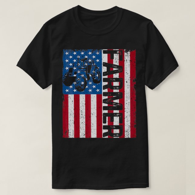 Camiseta Bandera de EE. UU. Patriota Americano Granjero Ban (Diseño del anverso)