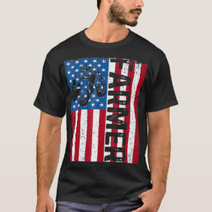 Camiseta Bandera de EE. UU. Patriótico Granjero Americano B