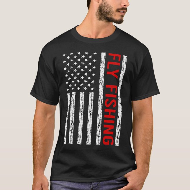 Camiseta Bandera de EE. UU. pesca con mosca (Anverso)