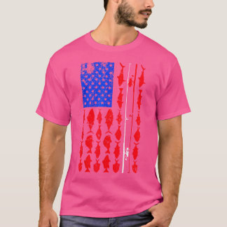 Camiseta Bandera De Ee.Uu. Pescando Bandera Americana
