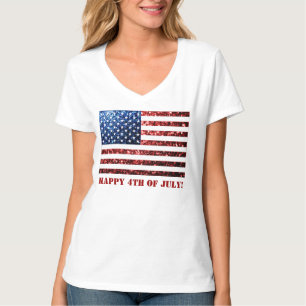 Camiseta bandera de EE. UU. roja azul destellos 4 de julio 