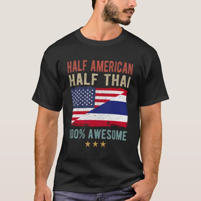 Camiseta Bandera De Ee.Uu. Tailandia Media Estadounidense (Anverso)