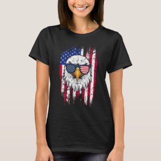 Camiseta Bandera de EE. UU. y Águila Calva Americana Grunge
