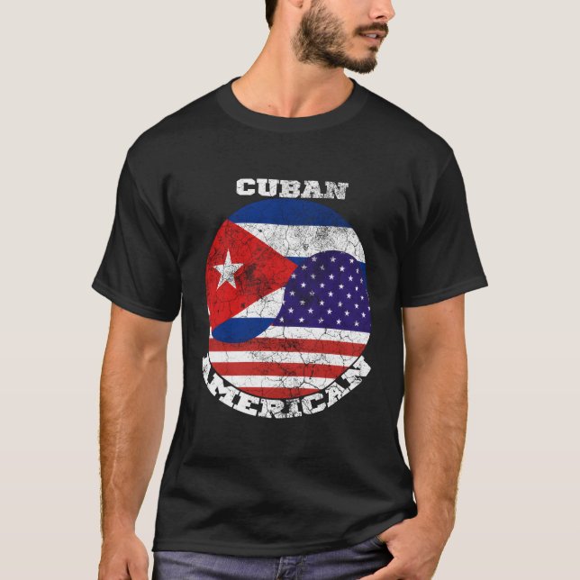 Camiseta Bandera De Ee.Uu. Y Cuba Media Cubana Media Estado (Anverso)