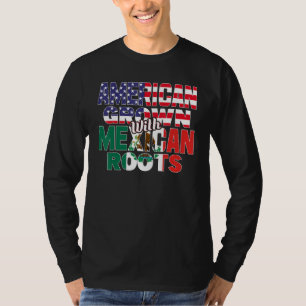 Camiseta Bandera de EE. UU. y México RAÍCES MEXICANAS Mitad