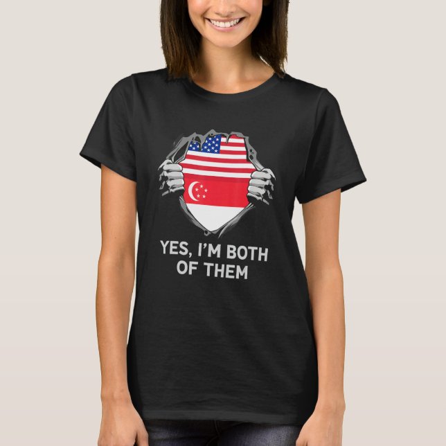 Camiseta Bandera de EE. UU. y Singapur mitad estadounidense (Anverso)