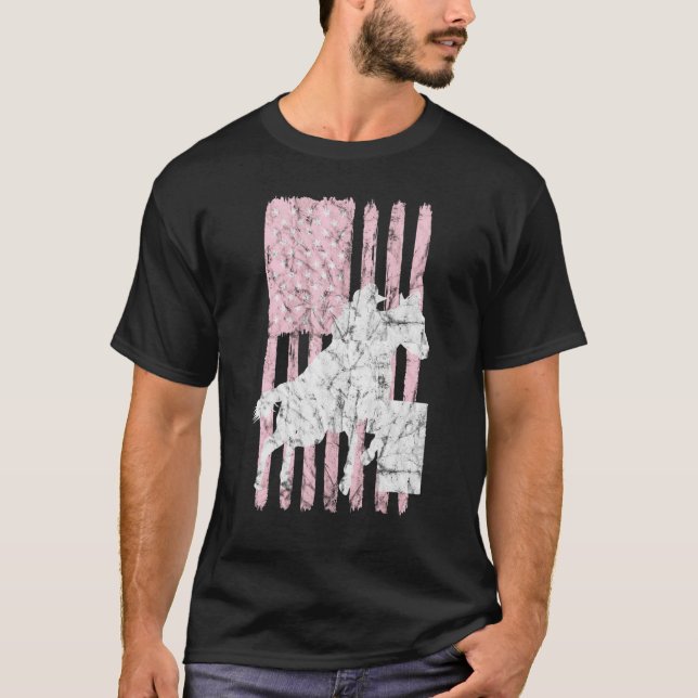 Camiseta Bandera De Eeuu Carreras De Barril Rosa Racer Caba (Anverso)