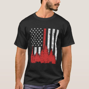 Camiseta Bandera De Eeuu Delgado Fuego Forestal De La Línea
