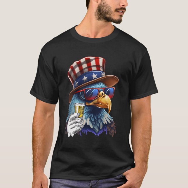 Camiseta Bandera De Eeuu Gafas De Sol De Águila Patriótica  (Anverso)