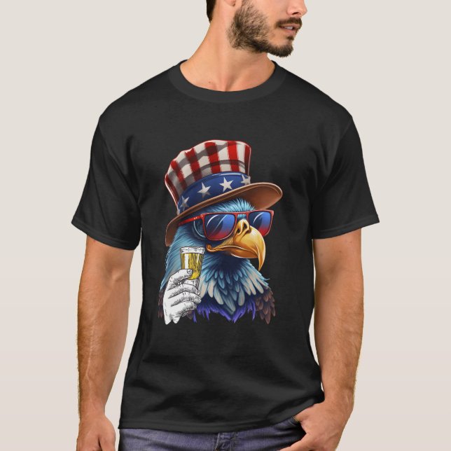 Camiseta Bandera De Eeuu Gafas De Sol De Águila Patriótica  (Anverso)