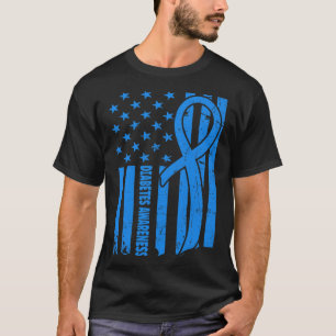 Camiseta Bandera De Eeuu Guerrero Diabético Diabetes Azules