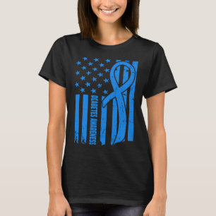 Camiseta Bandera De Eeuu Guerrero Diabético Diabetes Azules
