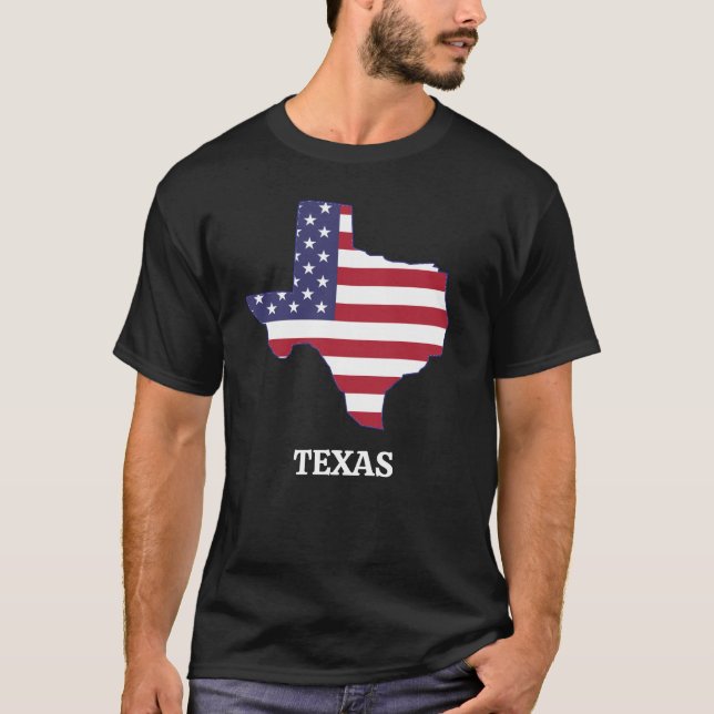 Camiseta Bandera de EEUU roja azul del estado de TEXAS (Anverso)