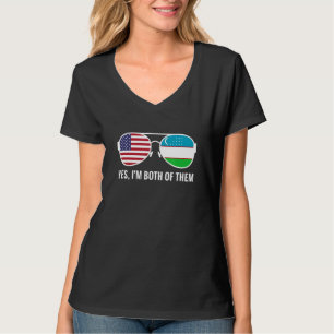 Camiseta Bandera de Eeuu Uzbekistán lentes de sol América u