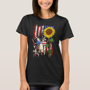 Camiseta Bandera De EEUU Vaca De Giro Bandera Estadounidens