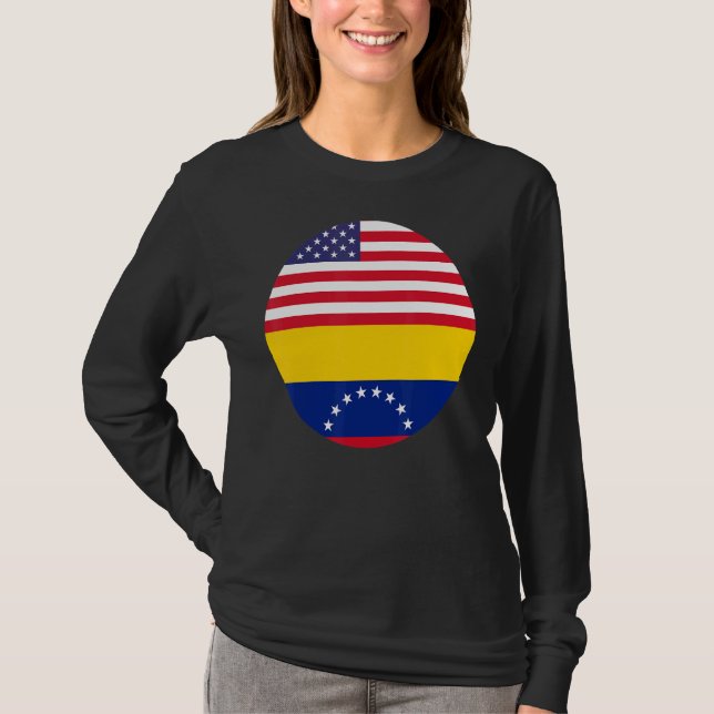Camiseta Bandera De Eeuu Venezuela Amistad Con Los Ee.Uu. (Anverso)