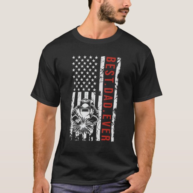 Camiseta Bandera de EEUU vintage para padre (Anverso)