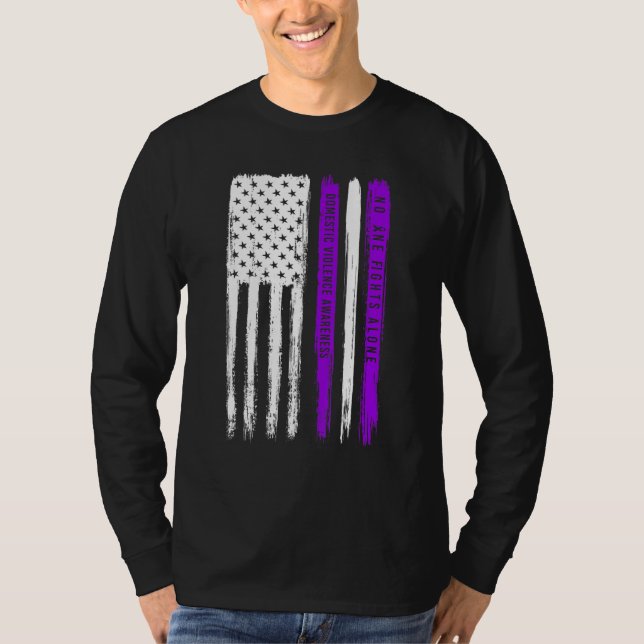 Camiseta Bandera De Eeuu Violencia Doméstica Mes De Concien (Anverso)