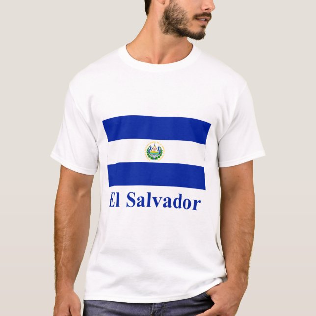 Camiseta Bandera de El Salvador con nombre (Anverso)