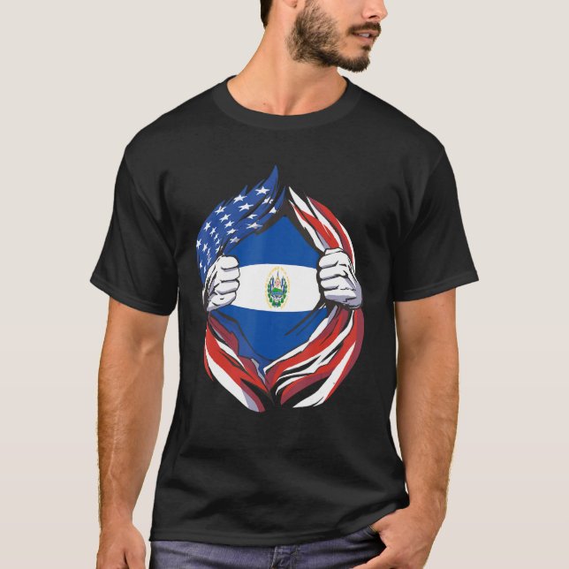 Camiseta Bandera de El Salvador Estadounidense Orgulloso De (Anverso)