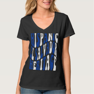 Camiseta Bandera de El Salvador Groovy y Wavy Herencia Hisp