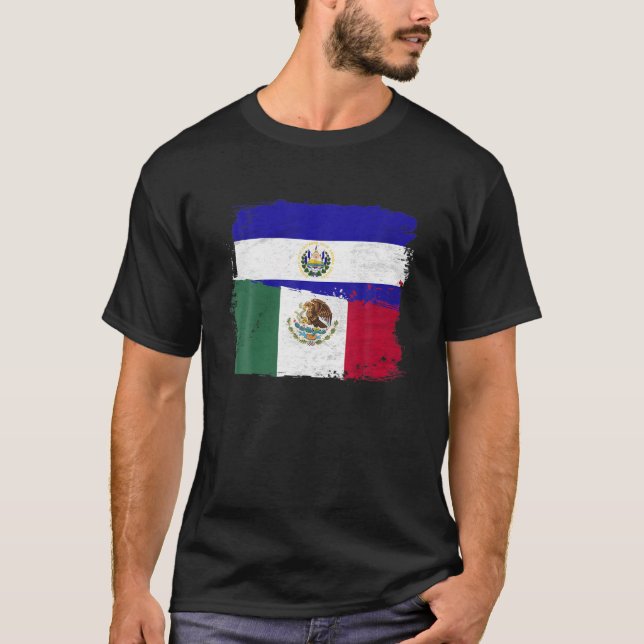 Camiseta Bandera de El Salvador MEXICANA Medio El Salvador  (Anverso)