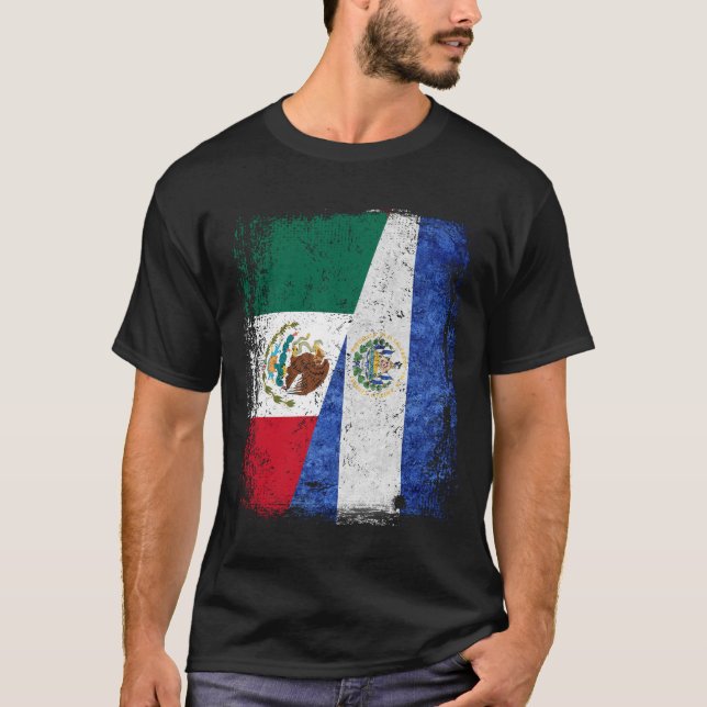 Camiseta Bandera de El Salvador MEXICANA Medio El Salvador  (Anverso)