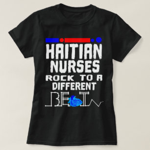 Camiseta Bandera de enfermeras haitianas latido afro negro