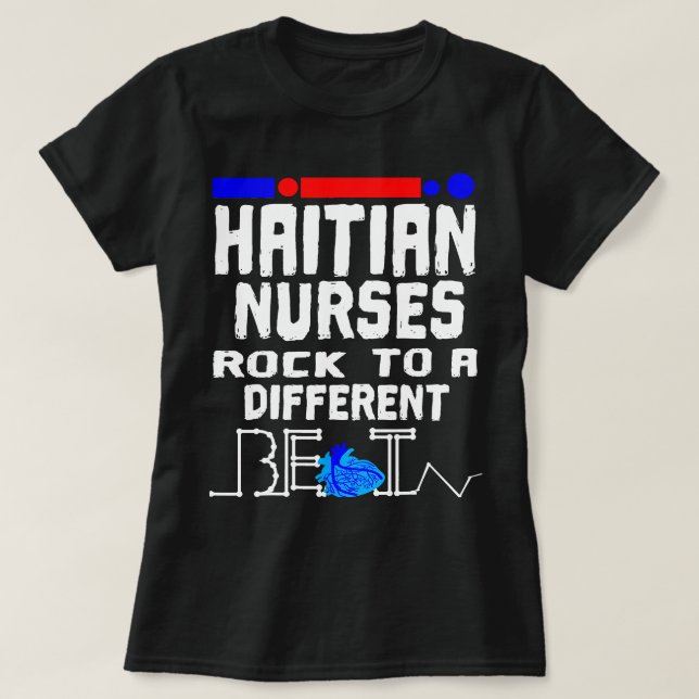 Camiseta Bandera de enfermeras haitianas latido afro negro (Diseño del anverso)
