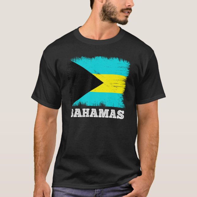 Camiseta Bandera de época Bahamas Bandera retro país bahame (Anverso)